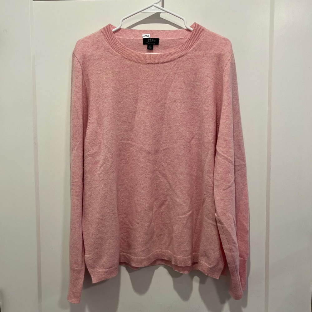 J.Crew 100% Cashmere Crewneck Sweater Pink Heathered 2X Long Sleeve Knit